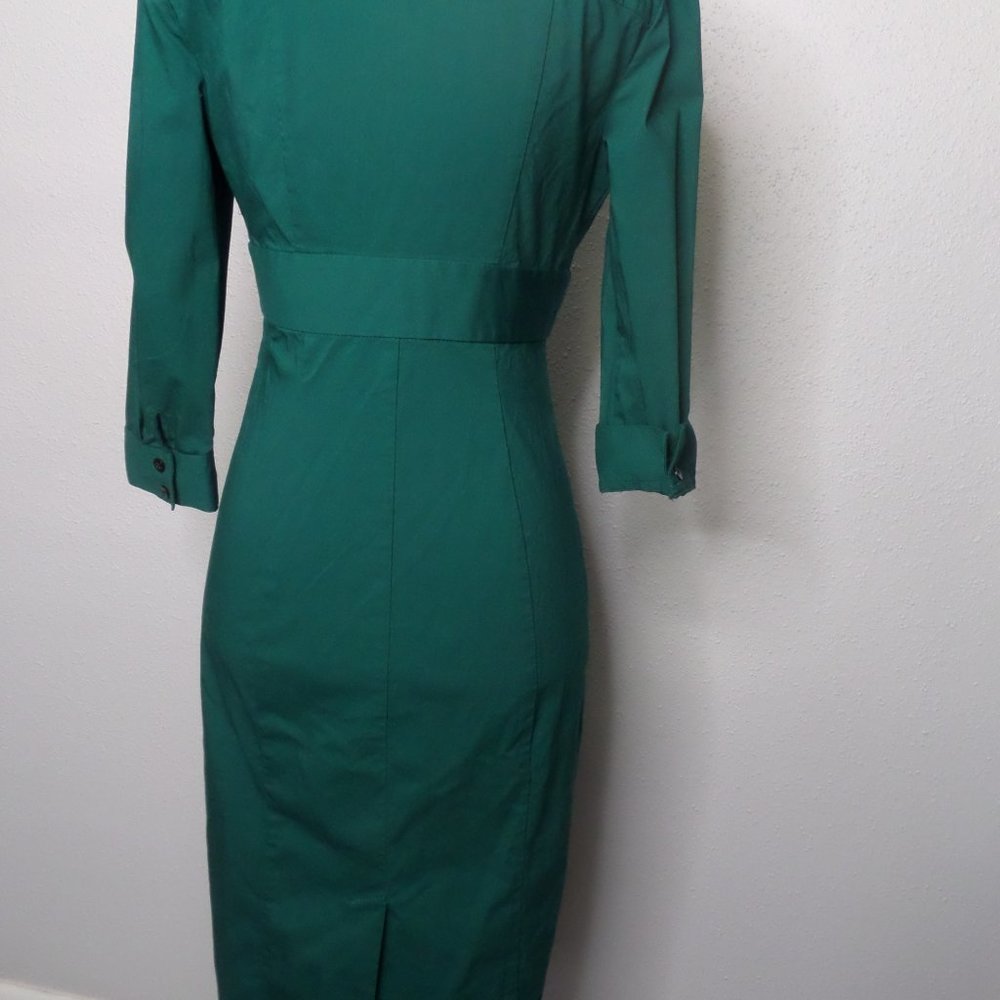 Express Green Button-Front Midi Dress - Picture 4 of 7